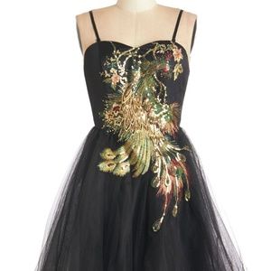 NWT Strapless Peacock Cocktail Dress (Size 4)